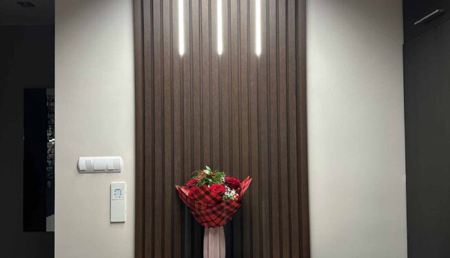 Lamele elewacyjne dekoracyjne w pomieszczeniu - Realizacja 434