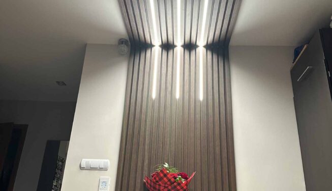 Lamele elewacyjne dekoracyjne w pomieszczeniu - Realizacja 434