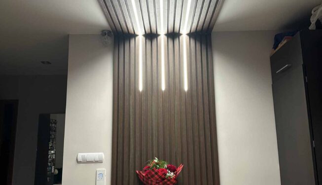 Lamele elewacyjne dekoracyjne w pomieszczeniu - Realizacja 434